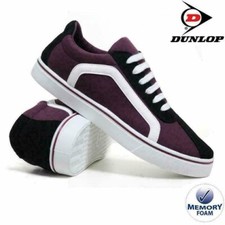 BNIB Ladies Dunlop Memory Foam Canvas Trainers Deck  Plimsolls Burgundy  Size 7