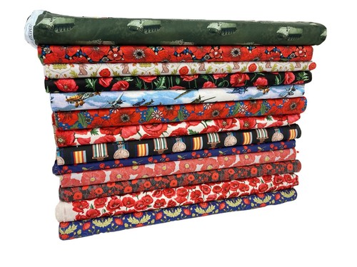 Poppies military cotton fabric - cotton,