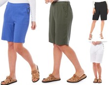 Ladies Linen Shorts Womens Summer Knee Length Casual Beach Shorts kapri holiday