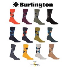 Burlington Mens Argyle Socks 'Edinburgh' Virgin Wool Many Colours 6.5-11 & 11-14