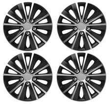 4 X 14" Black & Grey Stripe Multi-Spoke Wheel Trims Hub Caps Covers Protectors
