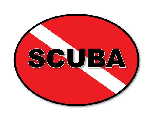 Scuba diving red flag oval - red, car