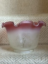 3 ETCHED CRANBERRY GLASS ART