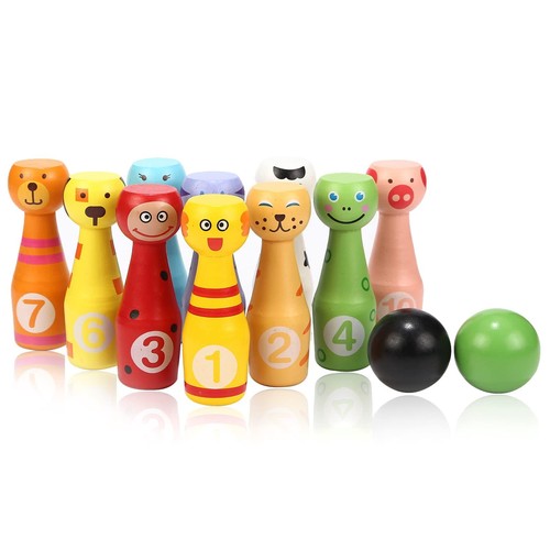 Wooden bowling skittles set - bowling, 10