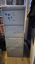 BISLEY Steel 4 drawer filing cabinet  - goose grey Lockable WITH KEY , Vintage 