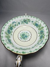 Vintage Soup Cup Royal Crown Derby Green & Blue Floral Hand Painted Derby Dales