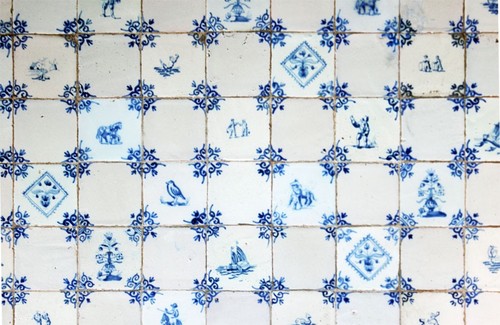 Antique dutch delft tile - delft,