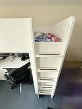 Loft bed, white with desk with 3 shelves