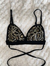 Pretty Little Thing Leopard Print Sequin Bralette with Tie Waist