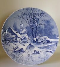 DELFT WALL PLATE - WINTER RURAL SCENE - 300mm GOOD CODITION