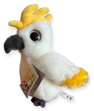 Petjes World Cockatiel Parrot Soft Toy Plush White Yellow Glitter Eyes 8" Bird
