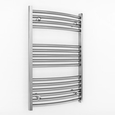 Chrome Towel Radiator 550x800mm Curved Electric/Central Heat. Bathroom Rail C01