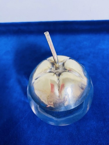 Vintage silver glass apple - silver,