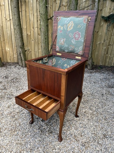 Antique sewing box walnut teak - antique,