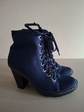 FM111 Dark Blue Satiny Lace Up