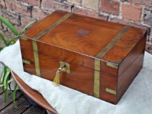 Brass banded mahogany writing - banded,
