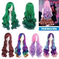 Women Long Anime Full Hair Wigs Rainbow Curly Wavy Straight Deluxe Wig UK