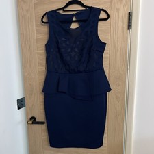 Navy Lipsy Michelle Keegan Peplum Dress Size 16