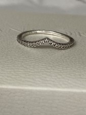 Pandora Wishbone P11 S925ALE Silver Ring With Cubic Zirconia Crystals Size 56