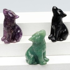 Crystal Howling Wolf Figurines