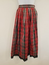Vintage Skirt SILK Red Green