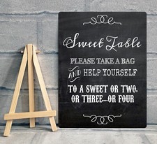 A5 Sweet Table Candy Stall Cart Jar Wedding Party Metal Sign Chalkboard Effect 