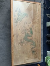 Oriental Chinese Coffee Table Carved Wood, Glass Top, dragon and big cat