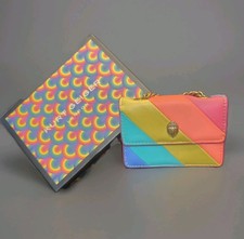 Kurt Geiger Micro Kensington Rainbow Striped Crossbody Bag With Gift Box
