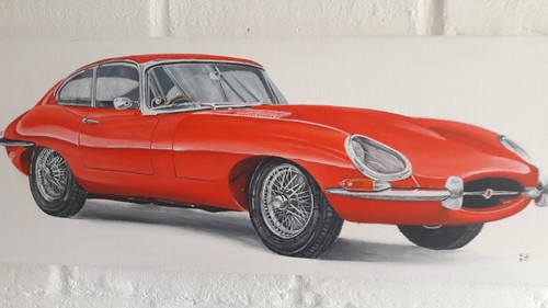 Type jaguar acrylic painting - type,