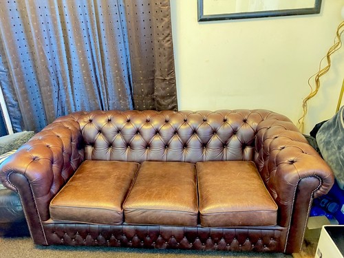 Genuine leather chesterfield - leather,