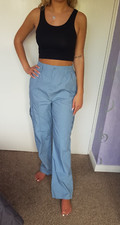 Ladies  Light Blue Cargo Pants Size 8 by Primark
