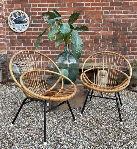 Pair 1960 bamboo hoop - of,