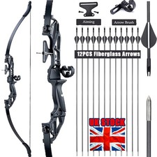 Archery 54" Black Takedown Recurve Bow Arrow Hunting Target Practice 20-55lbs