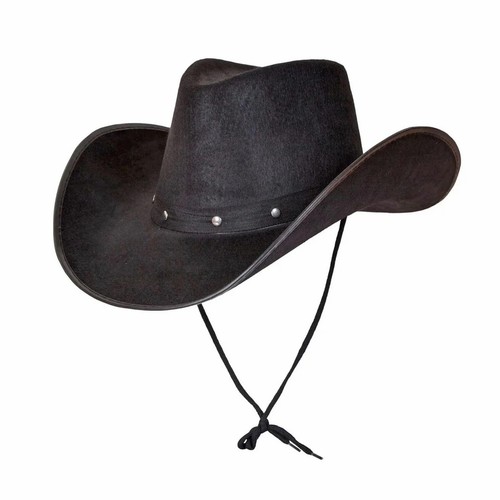 Black texan cowboy hat - black,