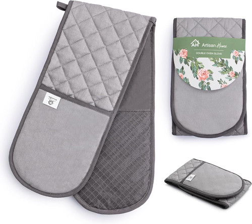 Grey double oven - gloves, heat