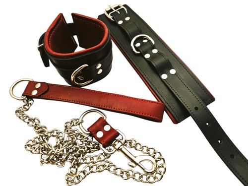 Leather bondage cuff set - bondage,