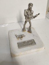 VINTAGE ELVIS PRESLEY HOUND DOG PEWTER STATUE ON MARBLE BASE RARE!