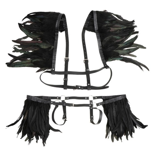 Artificial feather shawl black - artificial,