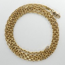 SOLID 18 CT GOLD OVAL  FACETED BELCHER LINK 52 CM CHAIN NECKLACE - 11.6 GRAMS