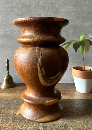 Hand turned wooden vase rustic - wooden,