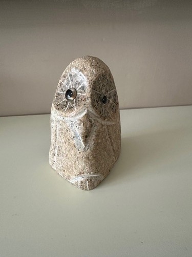 Cute carved stone garden owl - carved,