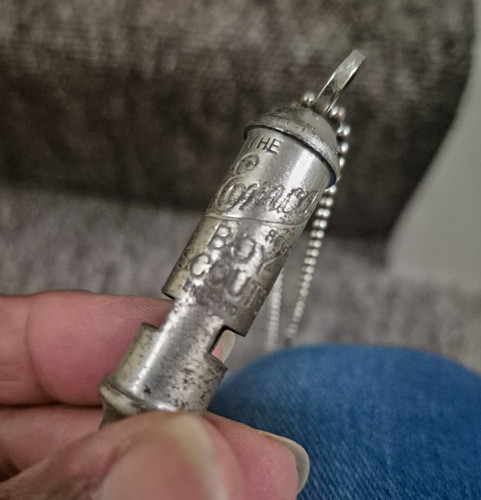 Vintage metal police whistle - metal,