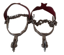 Pair Of Western Strap Metal / Leather Spurs  (14)