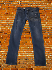 MENS DIESEL SIZE W32 INK BLUE DISTRESSED SLIM STRAIGHT DENIM JEANS TROUSER 32X30