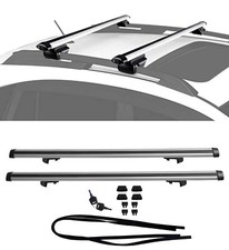 UNIVERSAL LOCKABLE ROOF CROSS BARS FOR RAISED ROOF RAILS RACK SILVER 120CM