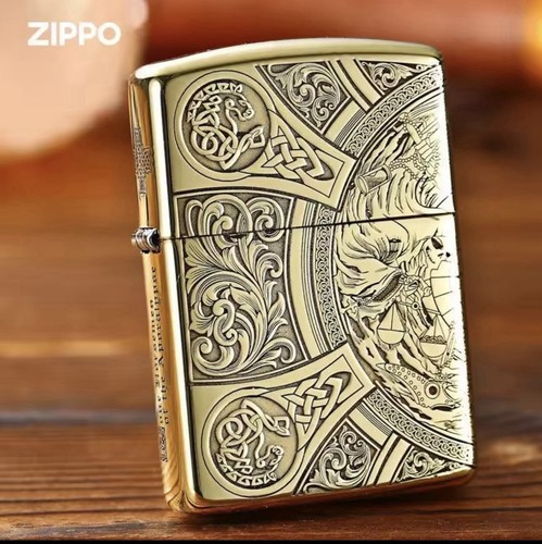 Brass engraved zippo - brass, lighter