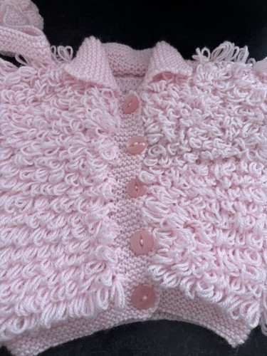 Hand knit loopy cardigan and - hand,