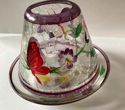 Hand painted crackle glass - painted,,