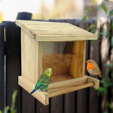 Hanging Wooden Bird Table Seed Feeder Wildlife Garden Feeding Station with Perch