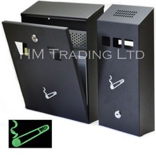 Luminous Wall Mounted Ashtray Smoking Cigarette Steel Bin Metal Lockable Outdoor